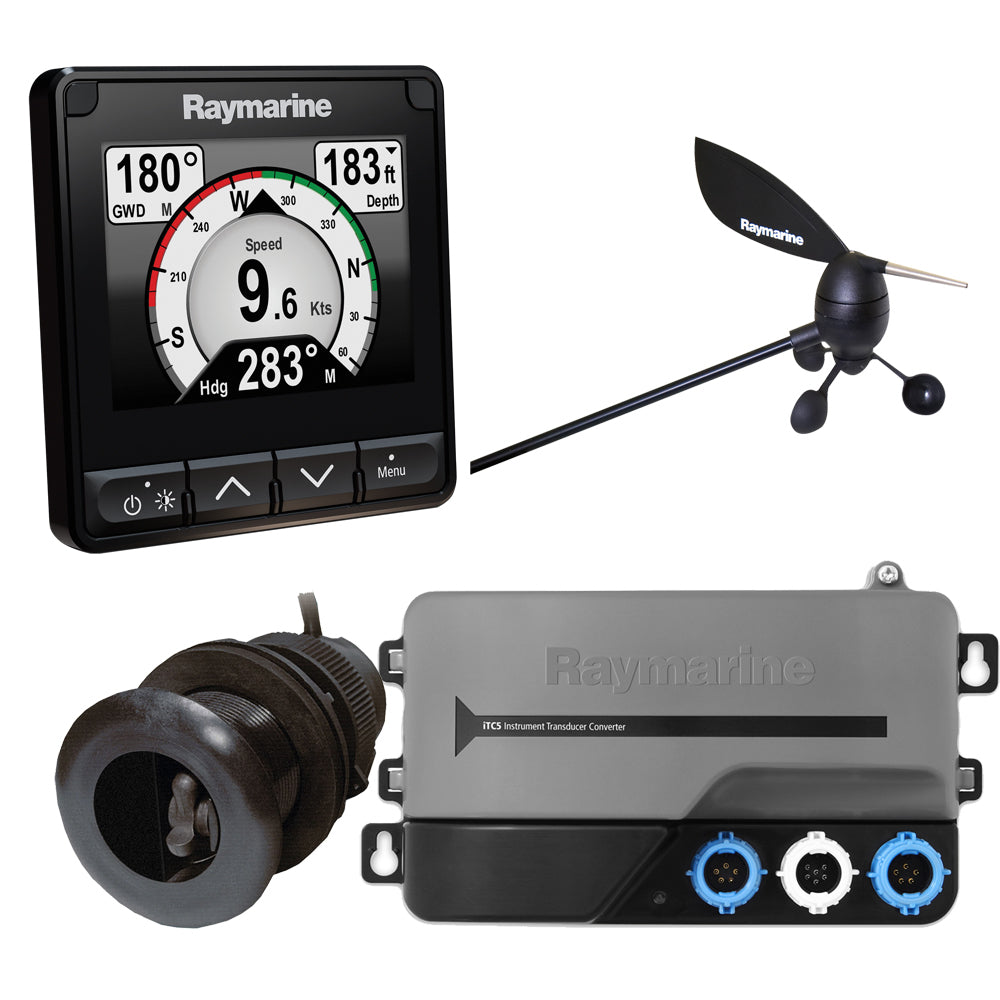 Paquete de sistema Raymarine i70s con instrumento de color, transductores DST, iTC-5 y red troncal STng [T70216]