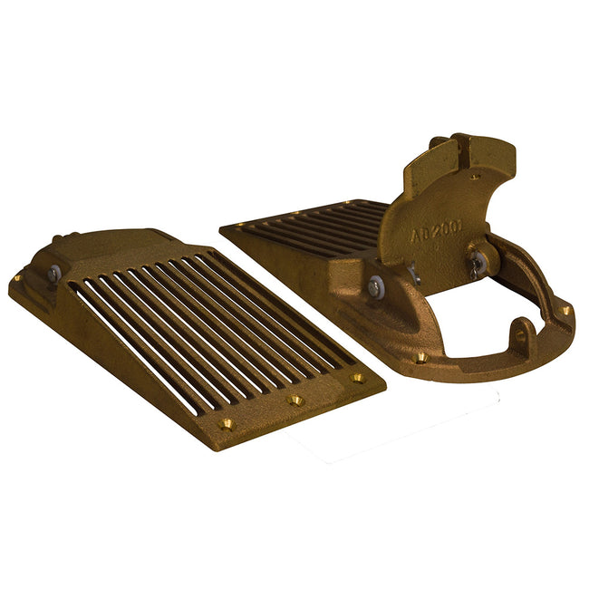 Filtro de pala para casco ranurado de bronce GROCO con puerta de acceso para un paso de hasta 1-1/4