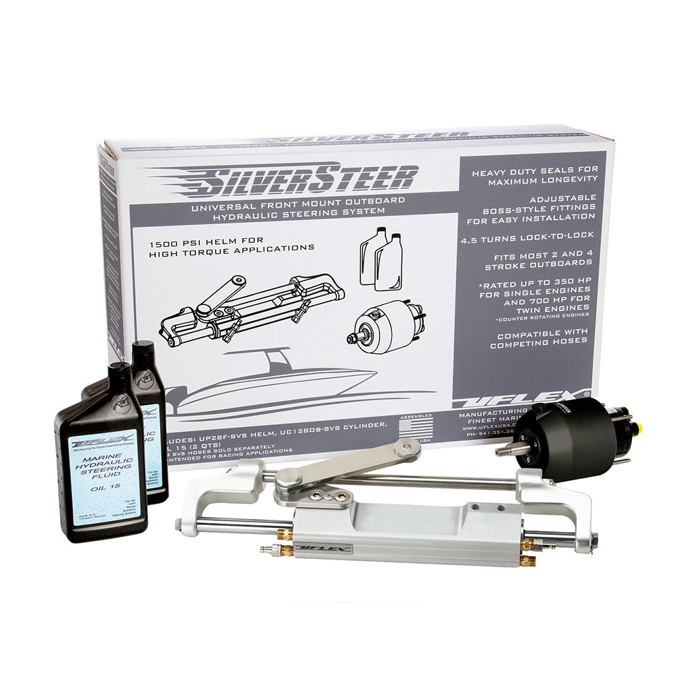 Sistema de dirección hidráulica inclinable exterior de montaje delantero universal Uflex SilverSteer - 1500 PSI V2 [SILVERSTEER 2TB]