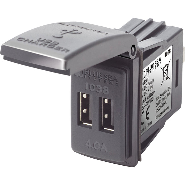 Cargador USB doble Blue Sea 1038 de 48 V con montaje en interruptor Contura [1038]