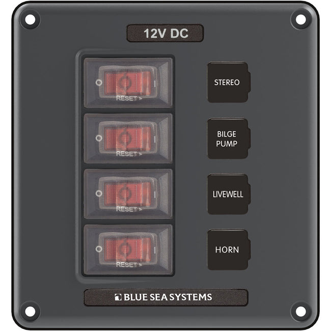 Panel de interruptores Blue Sea 4320 de 4 posiciones, gris [4320]
