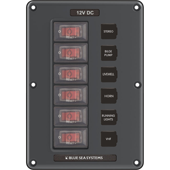 Panel de interruptores Blue Sea 4322 de 6 posiciones, gris [4322]