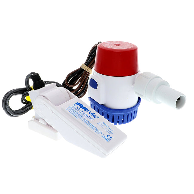 Kit de bomba de achique estándar Rule de 500 GPH con interruptor de flotador, 12 V [25DA-35A]