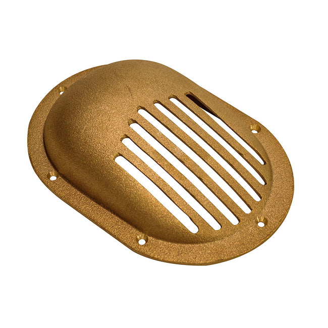Filtro de casco GROCO de bronce estilo concha con anillo de montaje para un paso de hasta 2-1/2