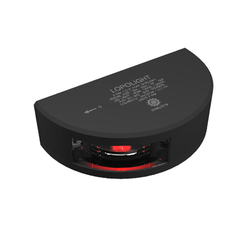 Serie Lopolight 301-002 - Luz de babor - 2NM - Montaje vertical - Rojo - Carcasa negra [301-002-B]