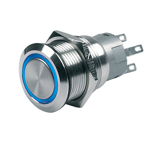 Interruptor pulsador BEP de 12 V con enclavamiento de encendido/apagado - LED azul [80-511-0003-00]