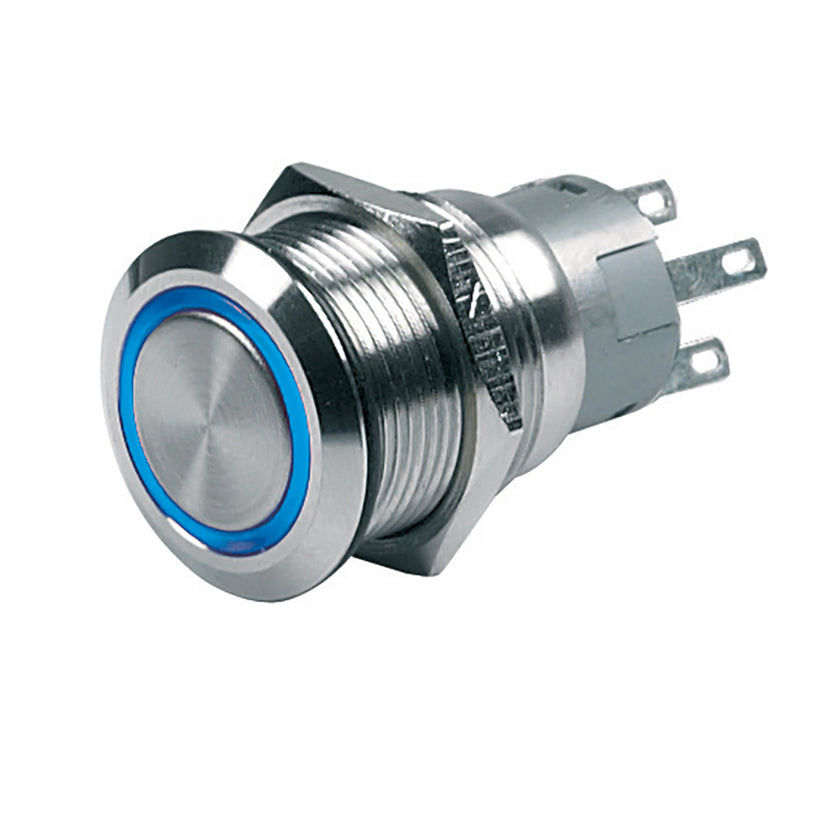 Interruptor pulsador BEP de 12 V con enclavamiento de encendido/apagado - LED azul [80-511-0003-00]