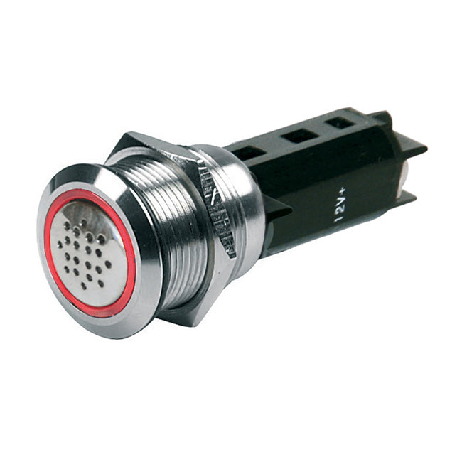 Zumbador BEP de 12 V con luz LED roja de advertencia - Acero inoxidable [80-511-0009-00]