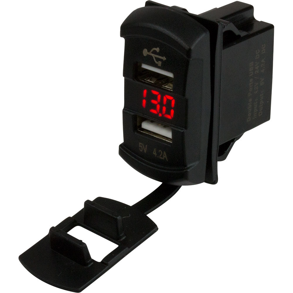 Voltímetro Sea-Dog con interruptor basculante USB doble y pantalla oculta [426527-1]