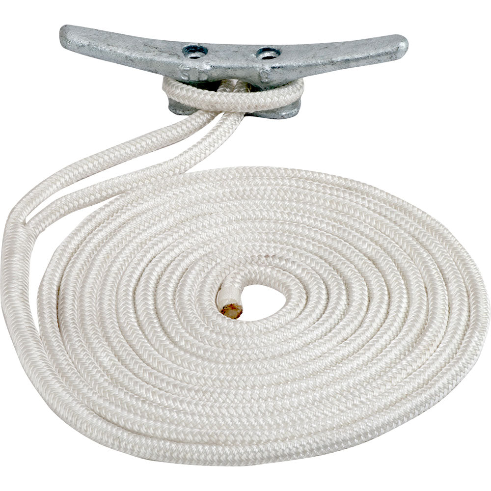 Línea de muelle de nailon trenzado doble Sea-Dog - 1,6 cm x 127 mm - Blanco [302116050WH-1]
