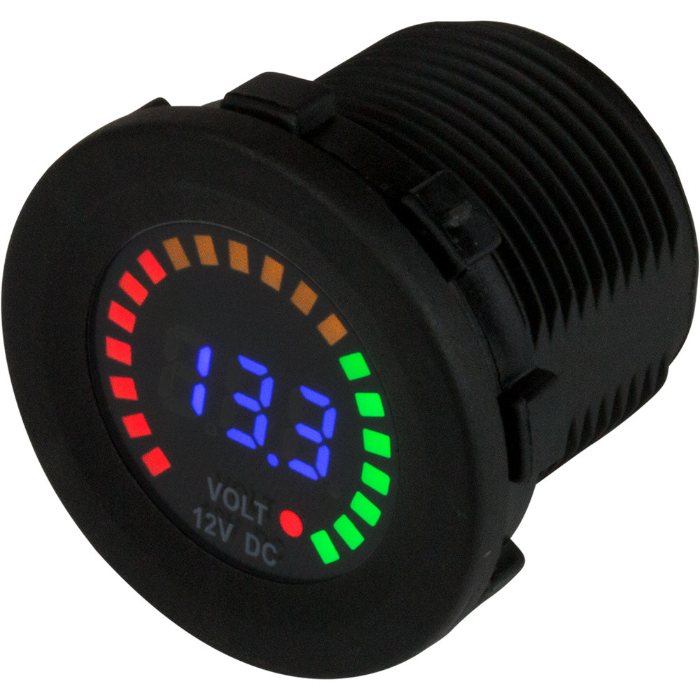 Medidor de voltaje redondo Sea-Dog CC - 5 V-15 V con dial arcoíris [421617-1]