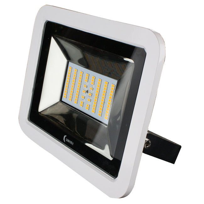 Proyector LED Lunasea Slimline de 35 W, solo 120/240 V CA, blanco frío, 4500 lúmenes, 3 cables - Carcasa blanca [LLB-36MN-41-00]