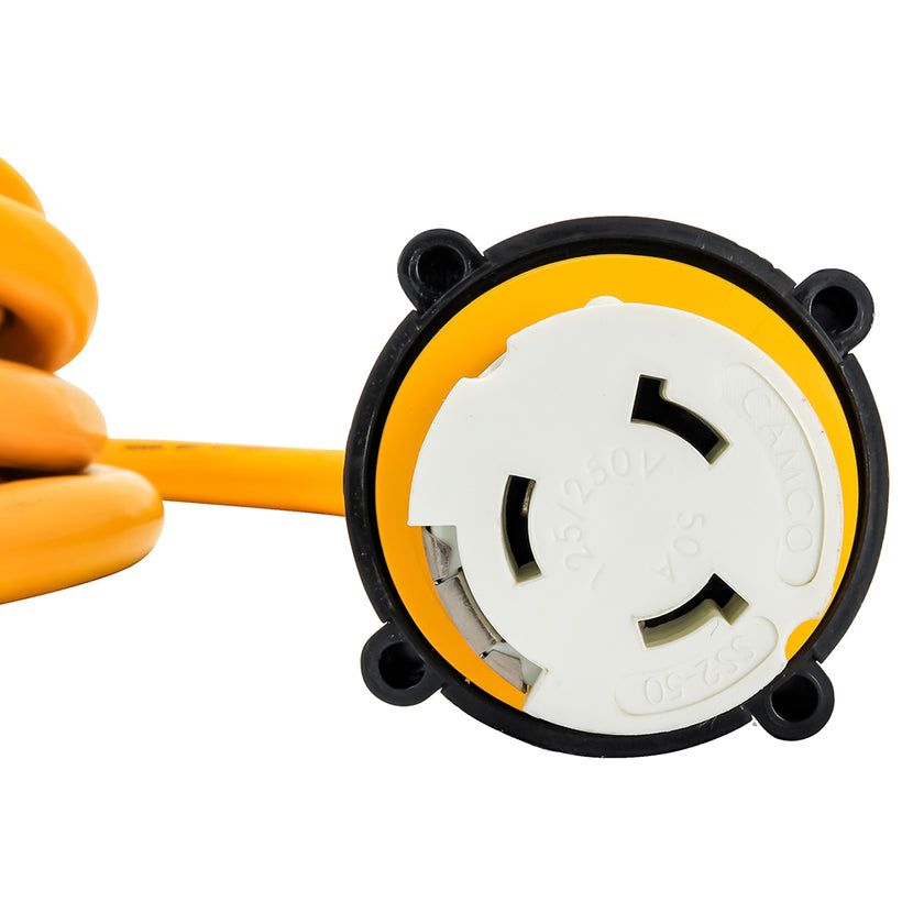 Cable de extensión marino Camco Power Grip de 50 A - Adaptador de 25 M-Locking/F-Locking [55621]