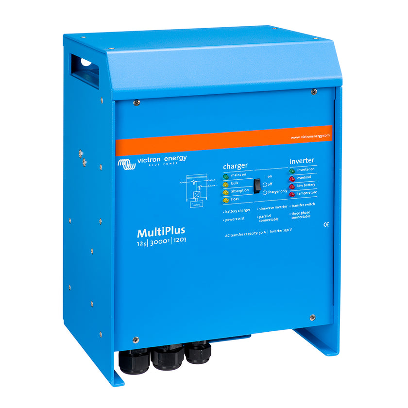 Inversor/cargador Victron MultiPlus de 12 V CC, 3000 VA, 120 V CA con cargador de 120 A, interruptor de transferencia de 50 A, homologado por UL [PMP122301102]