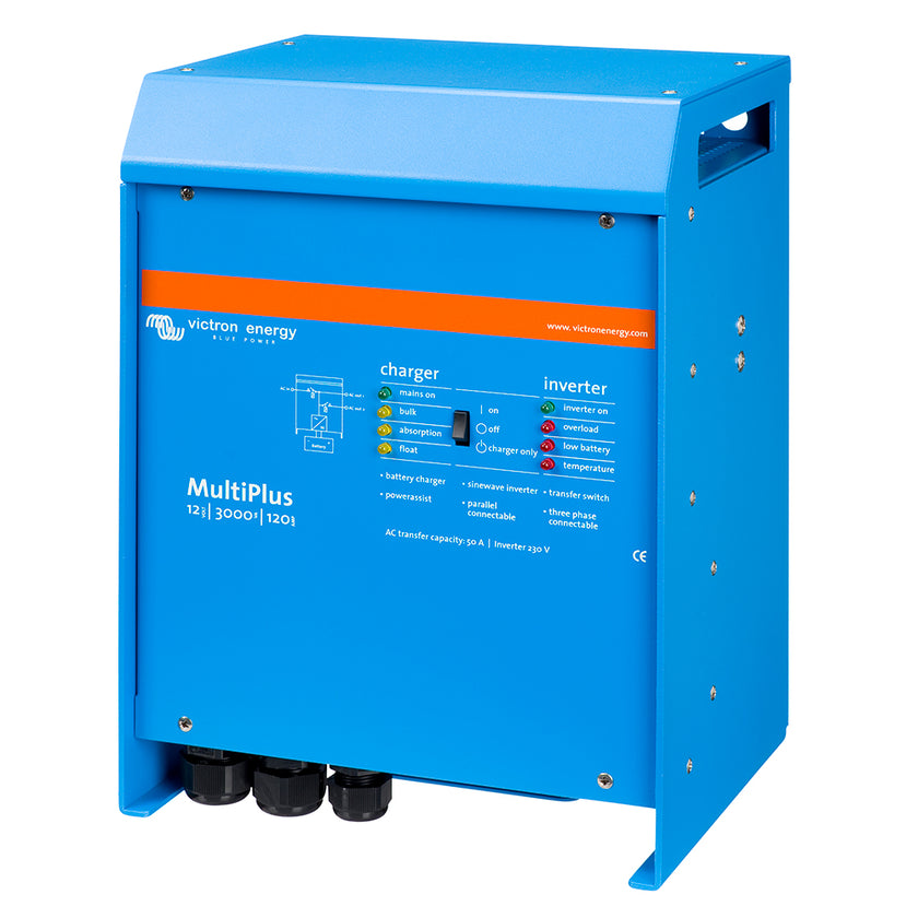 Inversor/cargador Victron MultiPlus de 12 V CC, 3000 VA, 120 V CA con cargador de 120 A, interruptor de transferencia de 50 A, homologado por UL [PMP122301102]