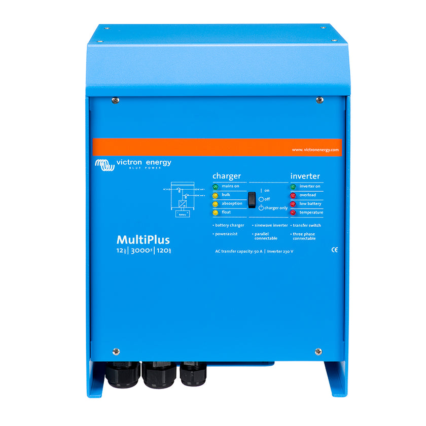 Inversor/cargador Victron MultiPlus de 12 V CC, 3000 VA, 120 V CA con cargador de 120 A, interruptor de transferencia de 50 A, homologado por UL [PMP122301102]