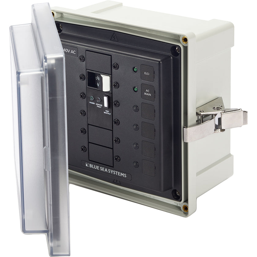 Blue Sea 3120 - Caja de panel SMS con ELCI principal (50 A) y 2 paneles en blanco - 240 V [3120]