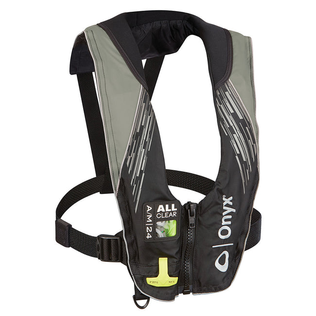 Chaleco salvavidas inflable automático/manual Onyx serie A/M-24, totalmente transparente, gris, para adultos [132200-701-004-21]