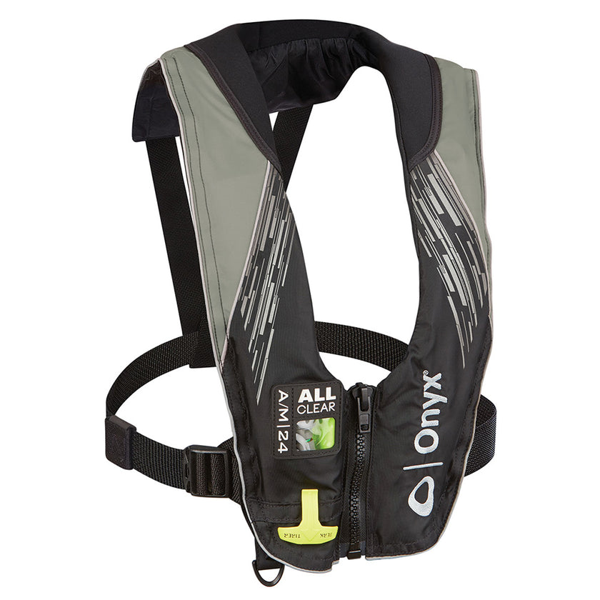 Chaleco salvavidas inflable automático/manual Onyx serie A/M-24, totalmente transparente, gris, para adultos [132200-701-004-21]