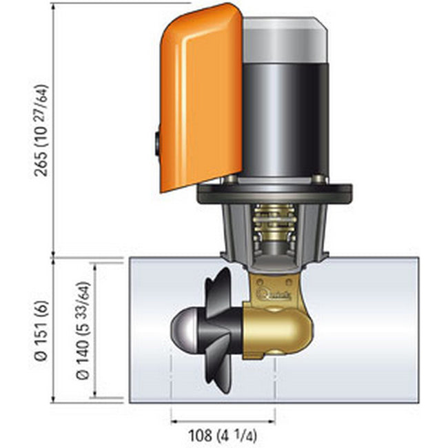 Hélice de proa rápida BTQ 140-40 40 kgf - 12 V - D140 - 2,2 kW [FGBT14040120T00]