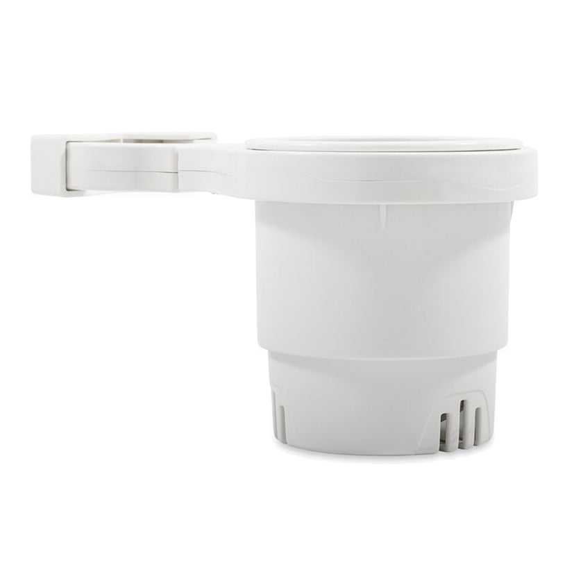 Portavasos Camco con abrazadera para riel - Grande para riel de hasta 5 cm - Blanco [53083]