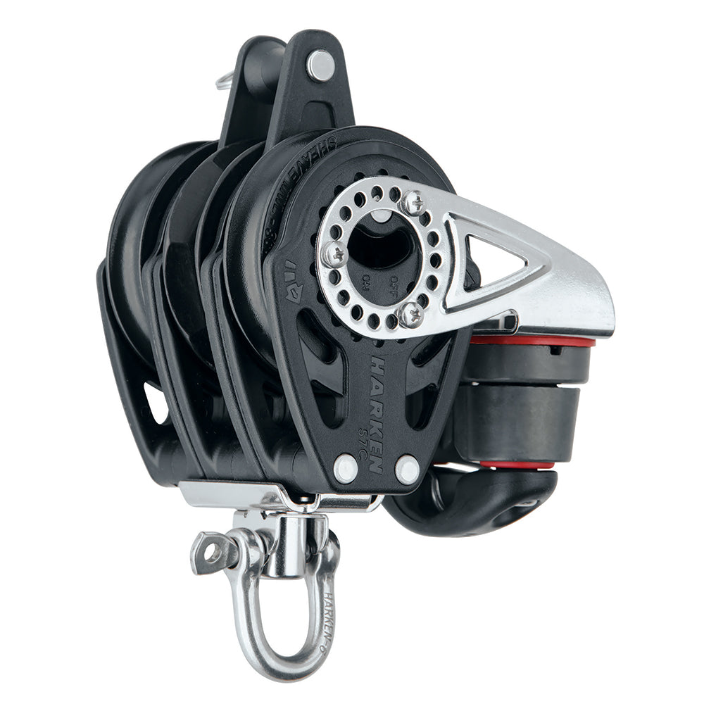 Harken - Polea triple de carbono de 57 mm - Eslabón giratorio, arraigo y mordaza [2141]