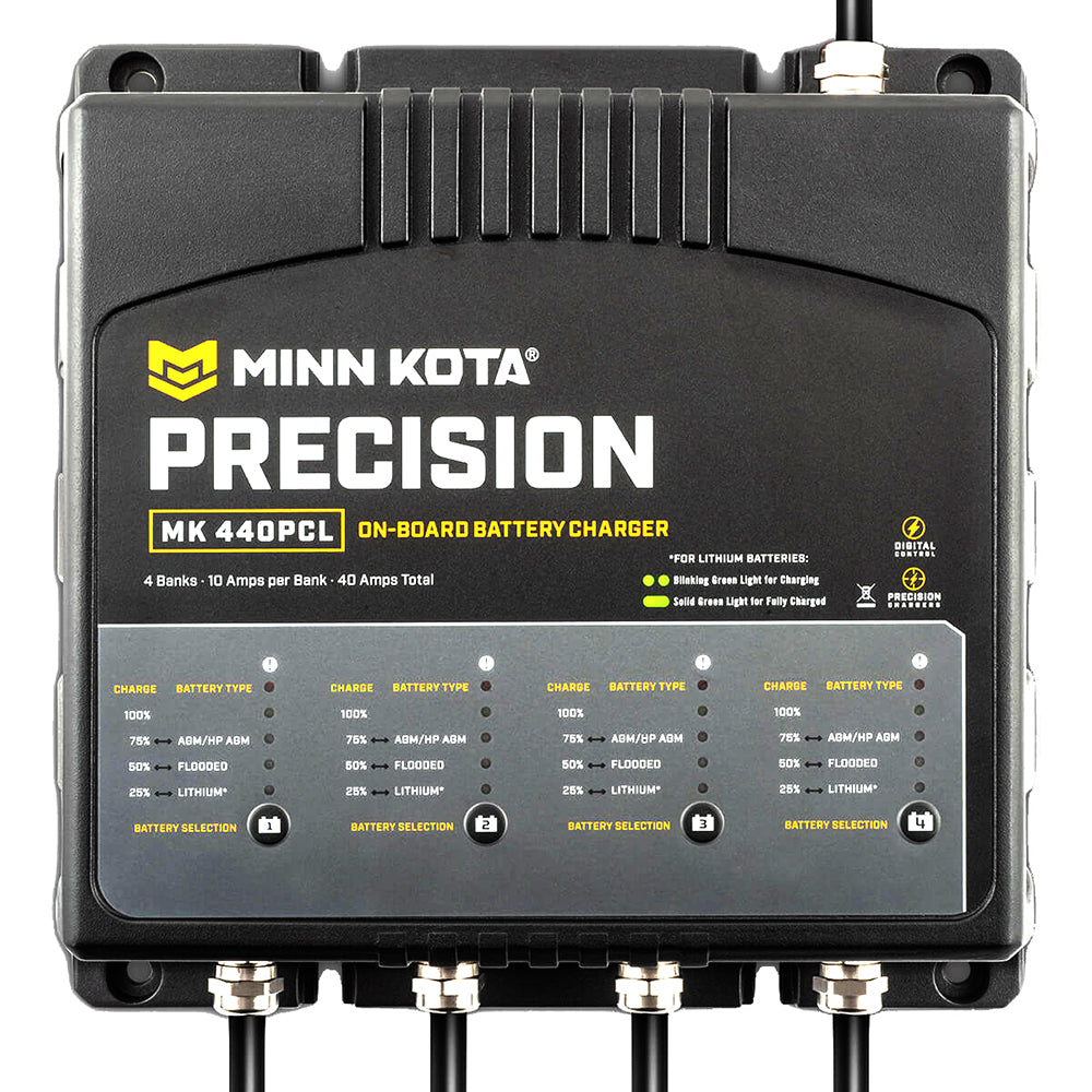 Cargador de precisión integrado Minn Kota MK-440 PCL, 4 bancos x 10 A, cargador optimizado de litio [1834401]