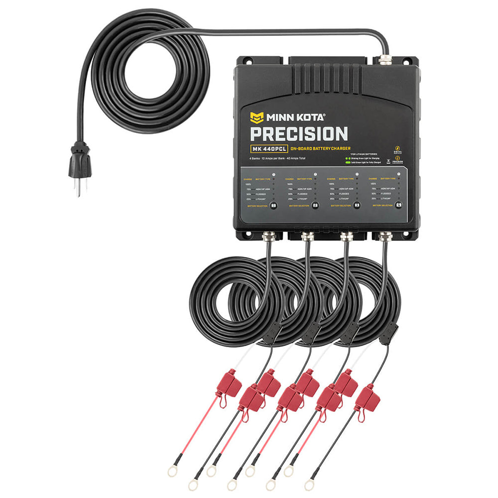 Cargador de precisión integrado Minn Kota MK-440 PCL, 4 bancos x 10 A, cargador optimizado de litio [1834401]