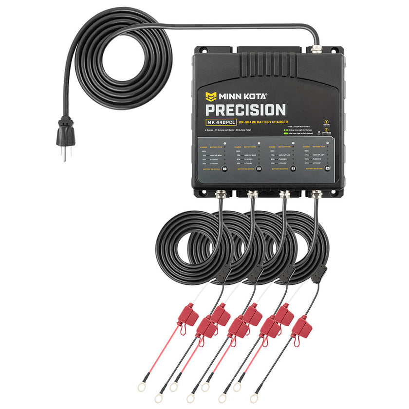 Cargador de precisión integrado Minn Kota MK-440 PCL, 4 bancos x 10 A, cargador optimizado de litio [1834401]