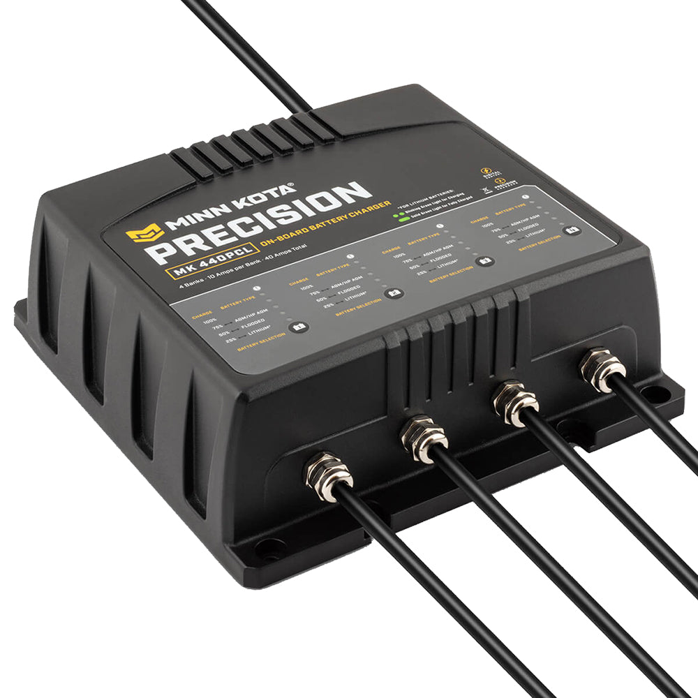 Cargador de precisión integrado Minn Kota MK-440 PCL, 4 bancos x 10 A, cargador optimizado de litio [1834401]