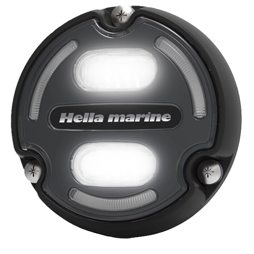 Luz subacuática azul y blanca Hella Marine Apelo A2 - 3000 lúmenes - Carcasa negra - Lente color carbón con luz de borde [016147-001]