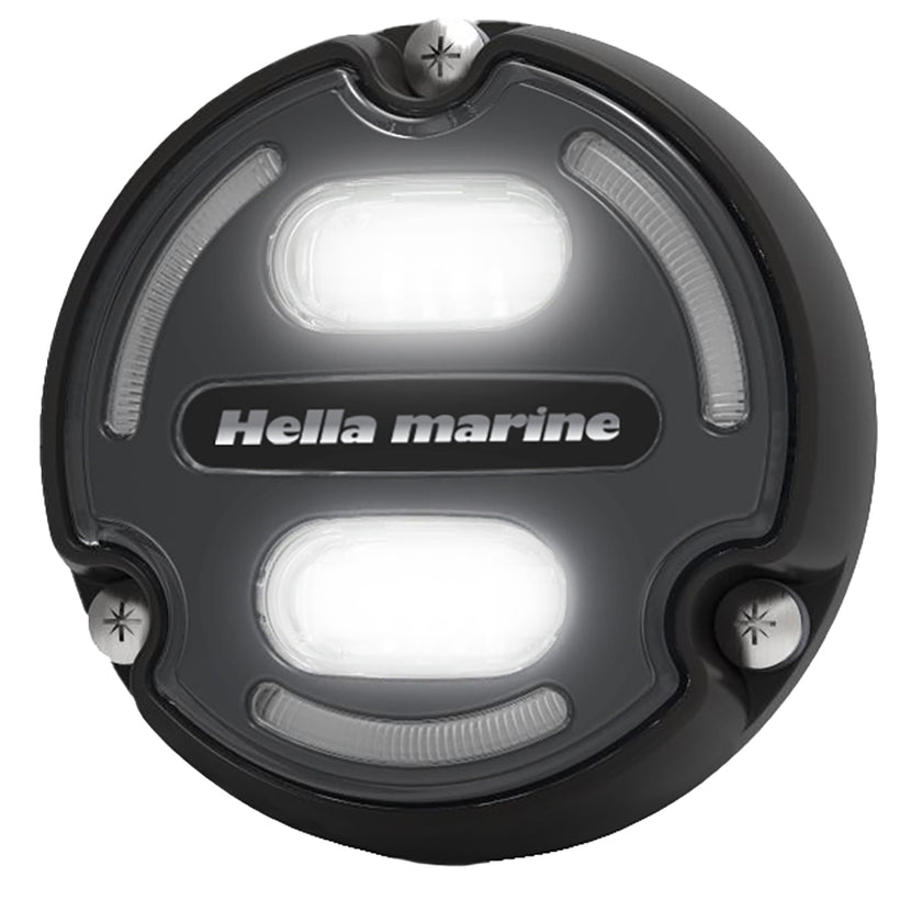 Luz subacuática azul y blanca Hella Marine Apelo A2 - 3000 lúmenes - Carcasa negra - Lente color carbón con luz de borde [016147-001]