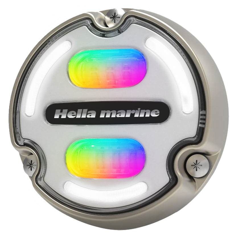 Luz subacuática Hella Marine Apelo A2 RGB - 3000 lúmenes - Carcasa de bronce - Lente blanca con luz de borde [016148-101]