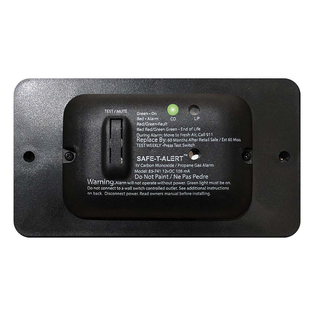 Detector de monóxido de carbono y gas propano Safe-T-Alert serie 85 - 12 V - Negro [85-741-BL]