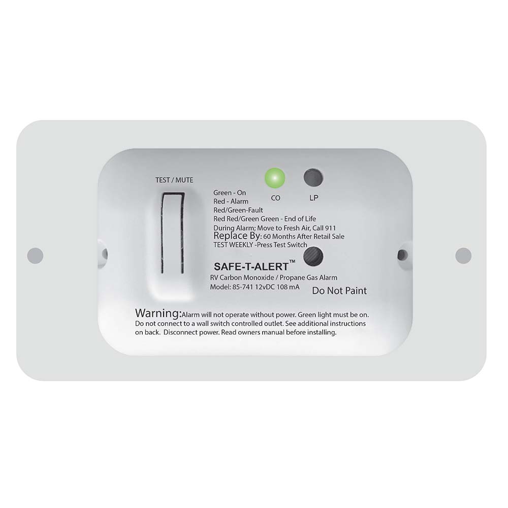 Detector de monóxido de carbono y gas propano Safe-T-Alert serie 85 - 12 V - Blanco [85-741-WT]