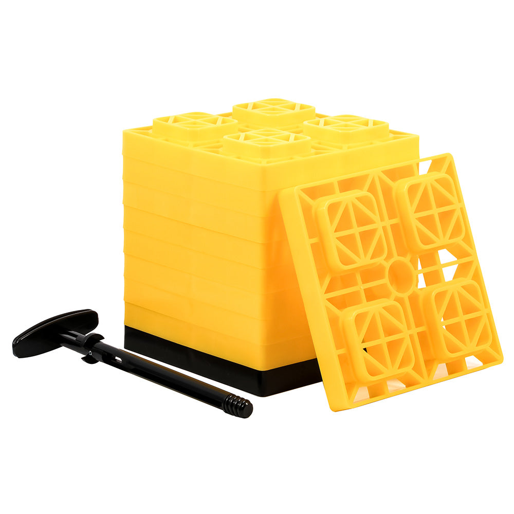 Bloques niveladores Camco FasTen con mango en T - 2x2 - Amarillo *Paquete de 10 [44512]