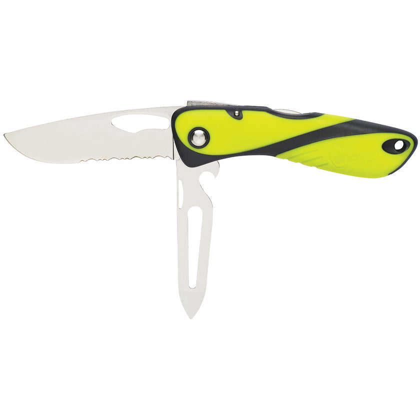 Cuchillo Wichard Offshore - Hoja dentada - Grillete/Púa - Fluorescente [10122]