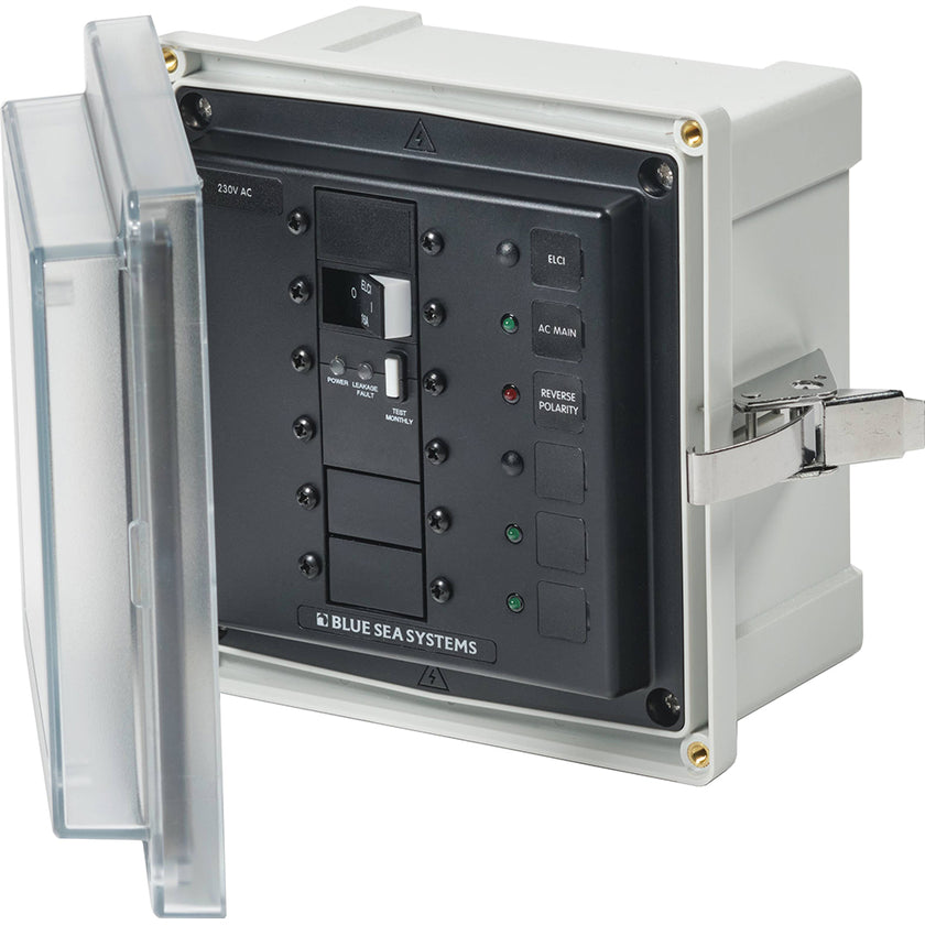 Blue Sea 3121 - Caja de panel SMS con ELCI (16 A), 3 espacios en blanco, 230 V CA [3121]