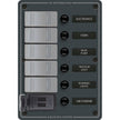 Blue Sea 8121 - Panel de interruptores Contura de 5 posiciones con dos cargadores USB - 12/24 V CC - Negro [8121]