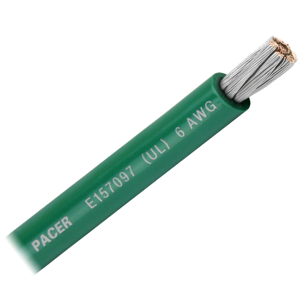 Cable de batería Pacer Green de 6 AWG - Se vende por pie [WUL6GN-FT]