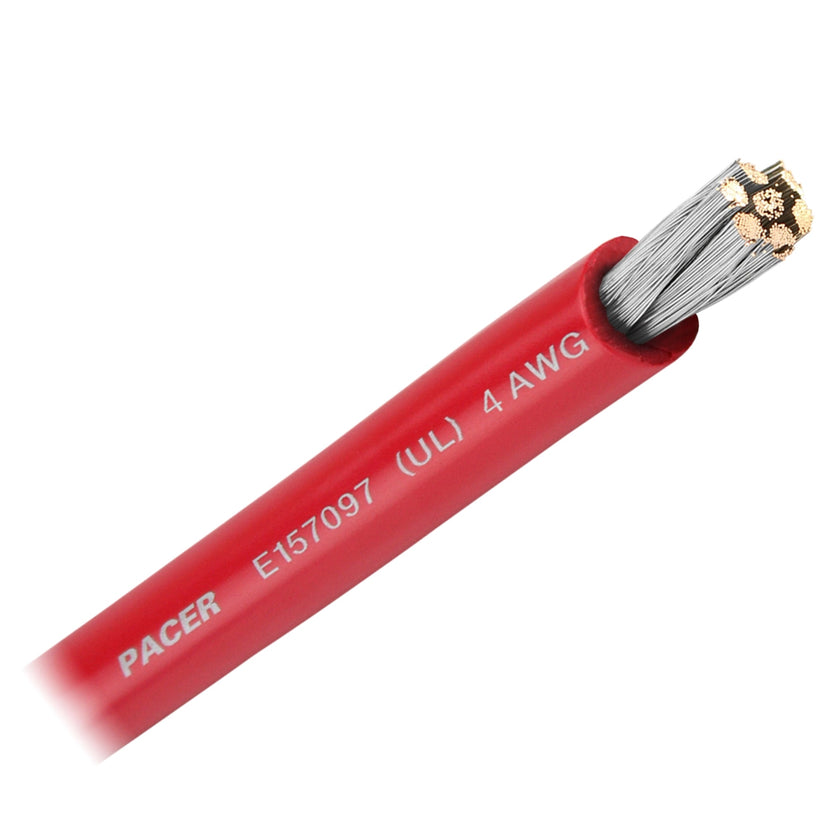Cable de batería Pacer Red de 4 AWG - Se vende por pie [WUL4RD-FT]