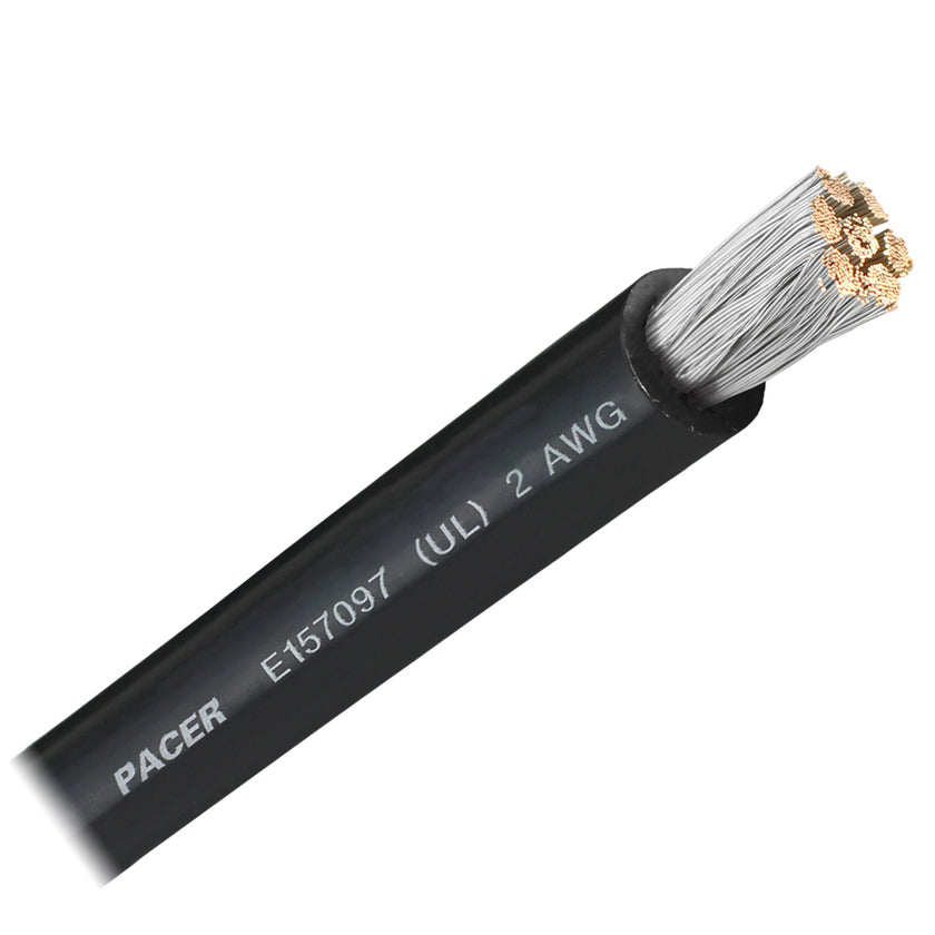 Cable de batería Pacer negro de 2 AWG - Se vende por pie [WUL2BK-FT]