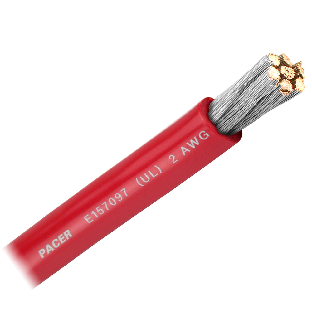 Cable de batería Pacer Red de 2 AWG - Se vende por pie [WUL2RD-FT]