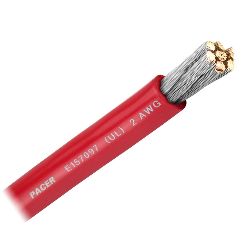Cable de batería Pacer Red de 2 AWG - Se vende por pie [WUL2RD-FT]