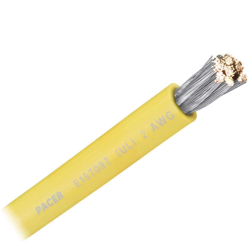 Cable de batería Pacer amarillo de 2 AWG - Se vende por pie [WUL2YL-FT]