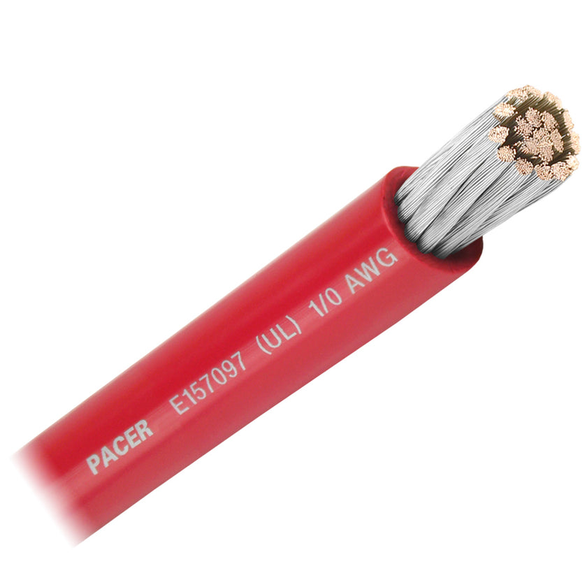 Cable de batería Pacer Red de 1/0 AWG - Se vende por pie [WUL1/0RD-FT]