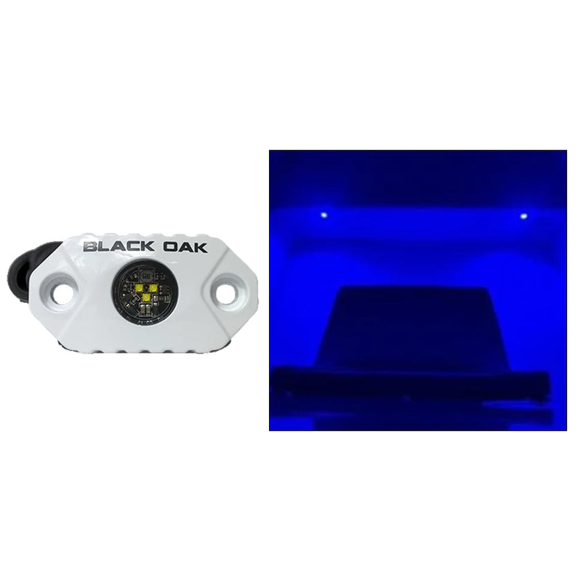 Lámpara de acento de roble negro - LED azules - Carcasa blanca [MAL-B]