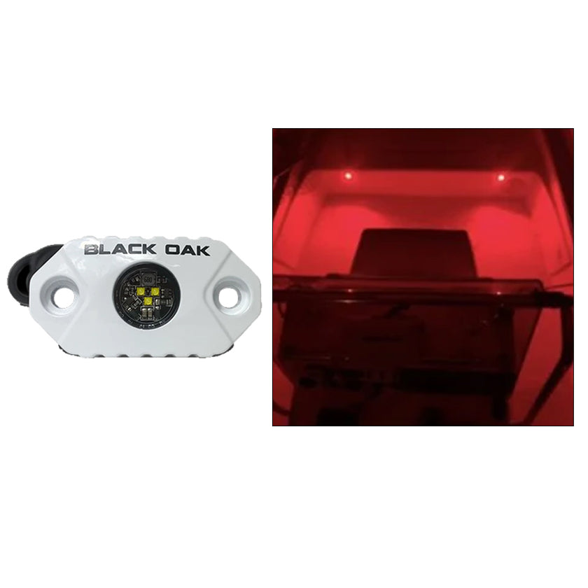 Luz decorativa de roble negro - LED rojos - Carcasa blanca [MAL-R]