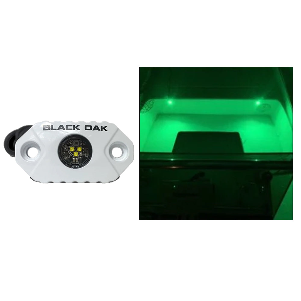 Lámpara de acento de roble negro - LED verdes - Carcasa blanca [MAL-G]