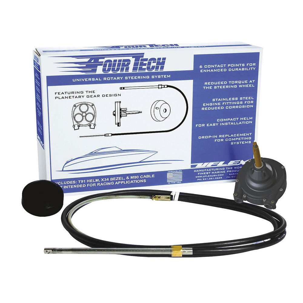 Sistema de dirección rotativa Uflex Fourtech 18 Black Mach con timón y cable de bisel [FOURTECHBLK18]